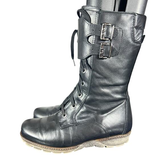 PW Brodie Black Combat Wedge Ankle Boots - Size 6 / 6.5 - Picture 6 of 12